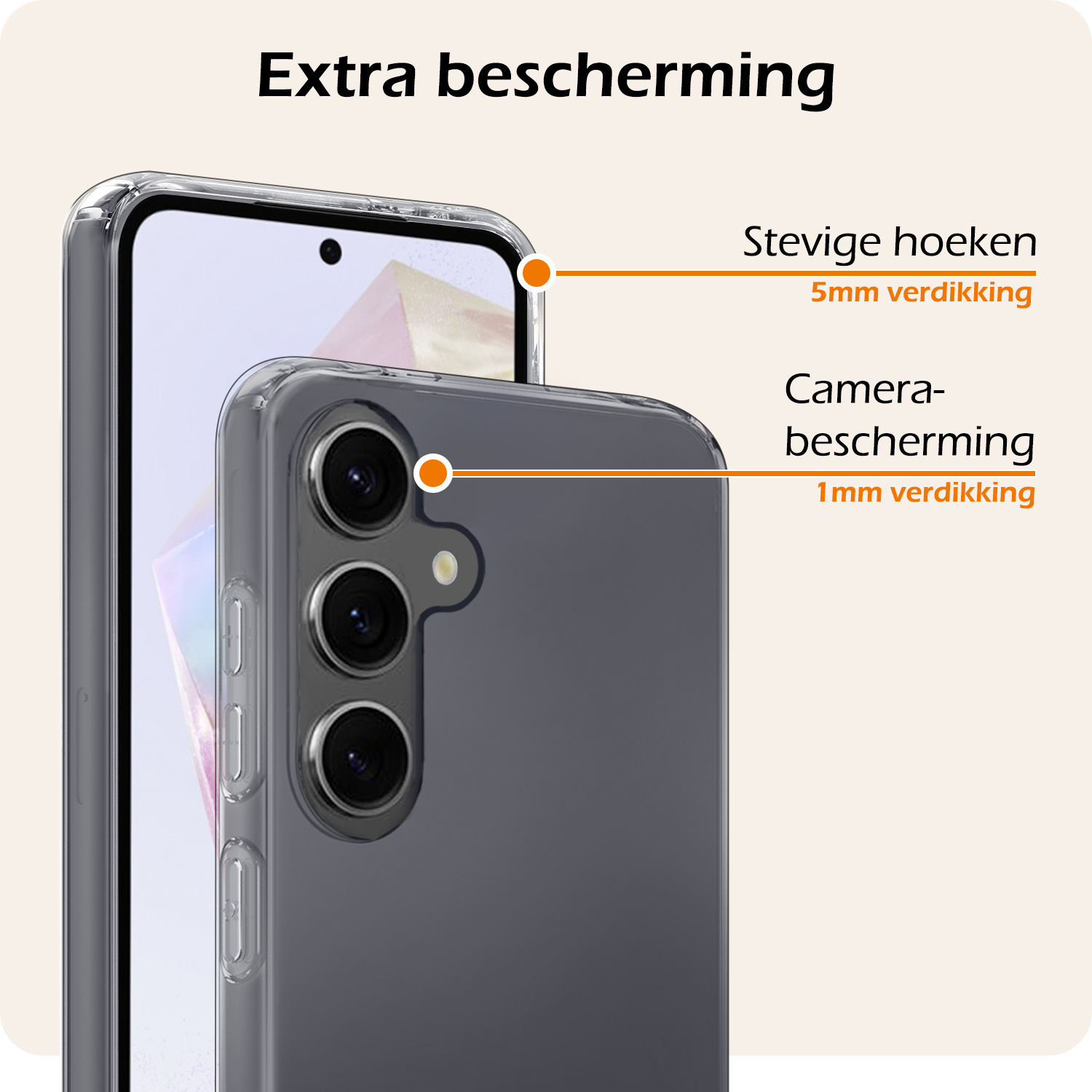 Nomfy Hoesje Geschikt voor Samsung A35 Hoesje Siliconen Cover Case Met Screenprotector - Hoes Geschikt voor Samsung Galaxy A35 5G Hoes Back Case - Transparant