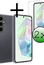 BASEY. Hoes Geschikt voor Samsung A35 Hoesje Siliconen Back Cover Case Met 2x Screenprotector - Hoesje Geschikt voor Samsung Galaxy A35 5G Hoes Cover Hoesje - Transparant