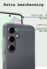 BASEY. Hoes Geschikt voor Samsung A35 Hoesje Siliconen Back Cover Case Met 2x Screenprotector - Hoesje Geschikt voor Samsung Galaxy A35 5G Hoes Cover Hoesje - Transparant