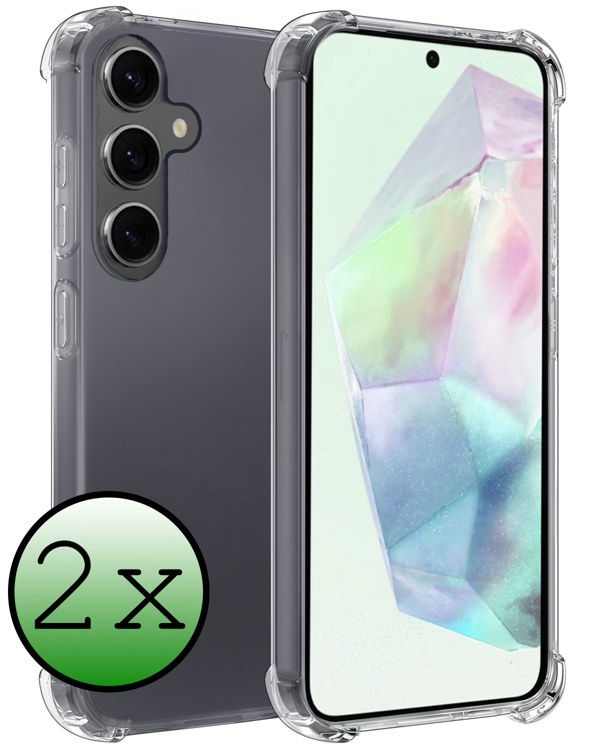 BASEY. Hoes Geschikt voor Samsung A35 Hoesje Shock Proof Case Hoes Siliconen - Hoesje Geschikt voor Samsung Galaxy A35 5G Hoes Cover Shockproof - Transparant - 2 Stuks