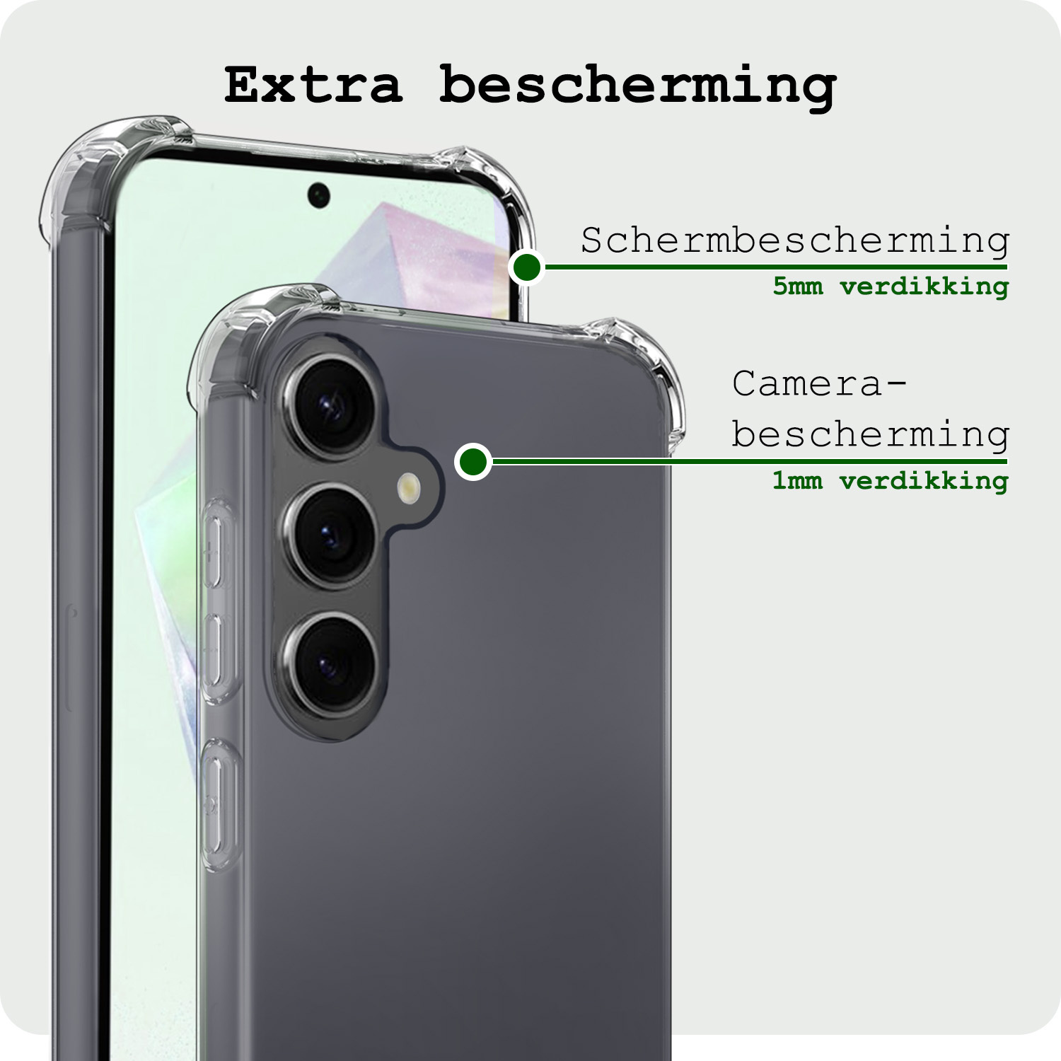 BASEY. Hoes Geschikt voor Samsung A35 Hoesje Shock Proof Case Hoes Siliconen - Hoesje Geschikt voor Samsung Galaxy A35 5G Hoes Cover Shockproof - Transparant - 2 Stuks