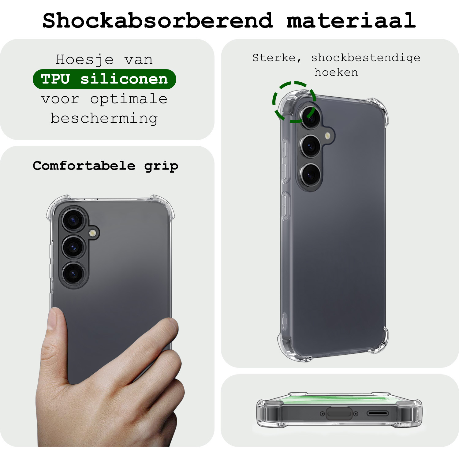 BASEY. Hoes Geschikt voor Samsung A35 Hoesje Shock Proof Case Hoes Siliconen - Hoesje Geschikt voor Samsung Galaxy A35 5G Hoes Cover Shockproof - Transparant - 2 Stuks
