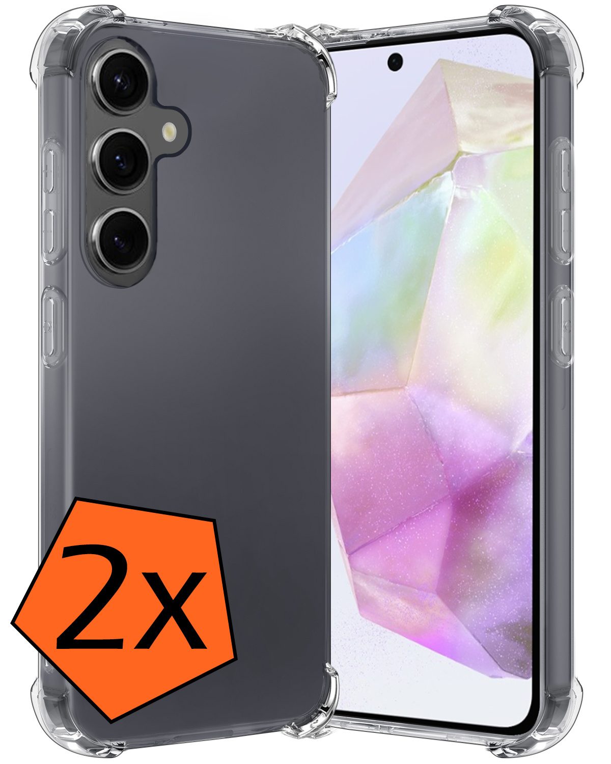 Nomfy Hoesje Geschikt voor Samsung A35 Hoesje Shock Proof Cover Case Shockproof - Hoes Geschikt voor Samsung Galaxy A35 5G Hoes Siliconen Back Case - Transparant - 2 PACK