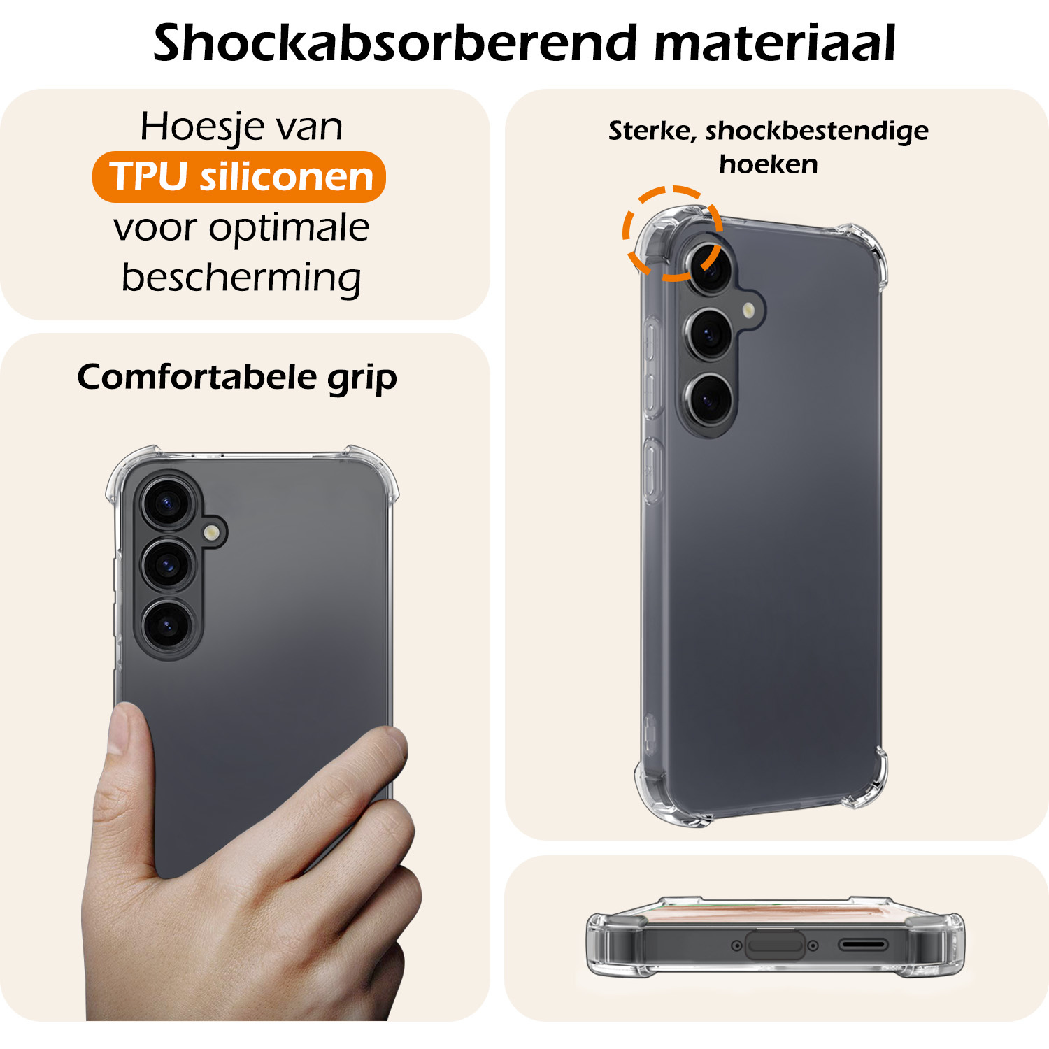 Nomfy Hoesje Geschikt voor Samsung A35 Hoesje Shock Proof Cover Case Shockproof - Hoes Geschikt voor Samsung Galaxy A35 5G Hoes Siliconen Back Case - Transparant - 2 PACK