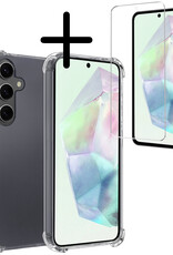 BASEY. Hoes Geschikt voor Samsung A35 Hoesje Shock Proof Case Hoes Siliconen Met Screenprotector - Hoesje Geschikt voor Samsung Galaxy A35 5G Hoes Cover Shockproof - Transparant