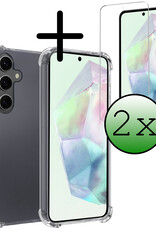 BASEY. Hoes Geschikt voor Samsung A35 Hoesje Shock Proof Case Hoes Siliconen Met 2x Screenprotector - Hoesje Geschikt voor Samsung Galaxy A35 5G Hoes Cover Shockproof - Transparant