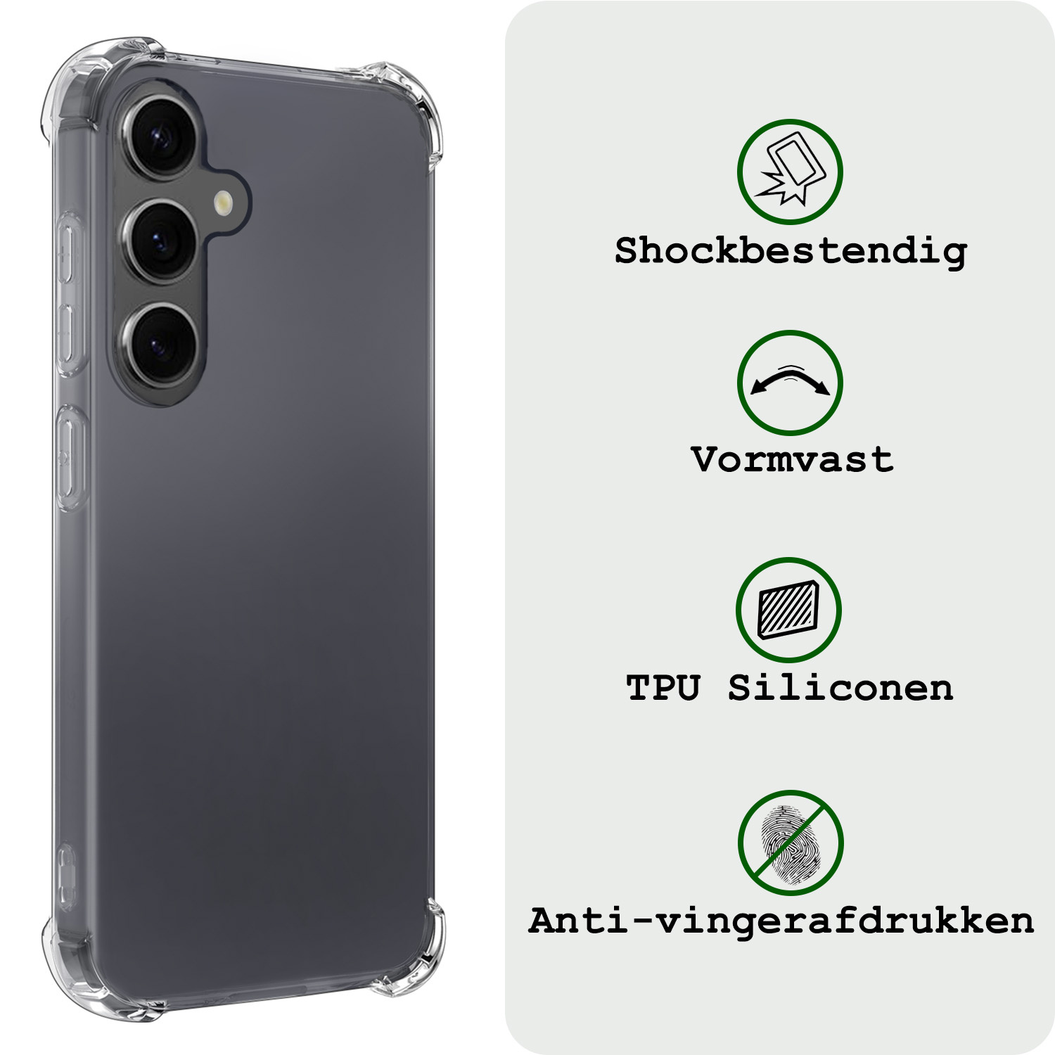 BASEY. Hoes Geschikt voor Samsung A35 Hoesje Shock Proof Case Hoes Siliconen Met 2x Screenprotector - Hoesje Geschikt voor Samsung Galaxy A35 5G Hoes Cover Shockproof - Transparant