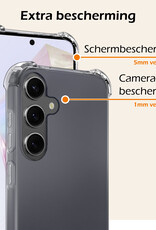 Nomfy Hoesje Geschikt voor Samsung A35 Hoesje Shock Proof Cover Case Shockproof Met 2x Screenprotector - Hoes Geschikt voor Samsung Galaxy A35 5G Hoes Siliconen Back Case - Transparant