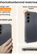 Nomfy Hoesje Geschikt voor Samsung A35 Hoesje Shock Proof Cover Case Shockproof Met 2x Screenprotector - Hoes Geschikt voor Samsung Galaxy A35 5G Hoes Siliconen Back Case - Transparant