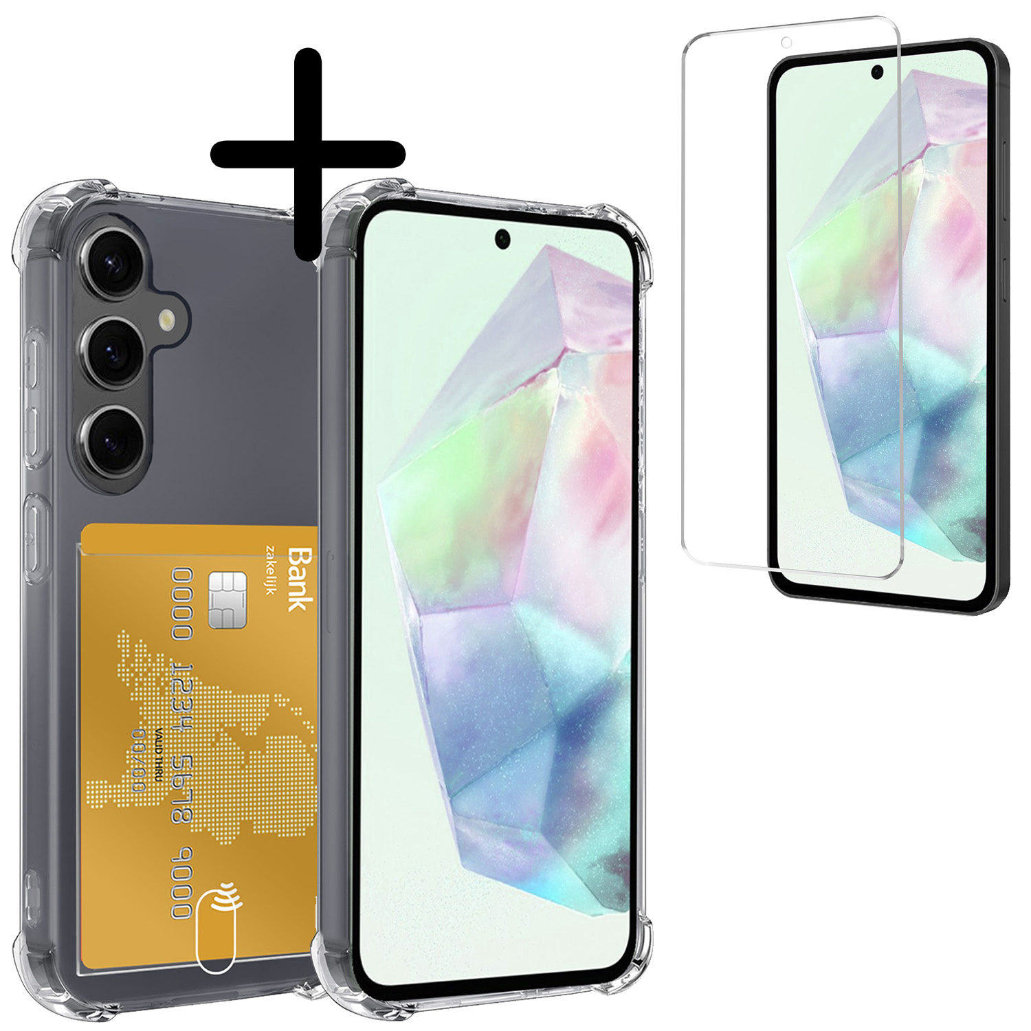 BASEY. Hoes Geschikt voor Samsung A35 Hoesje Shock Proof Case Hoes Met Screenprotector - Hoesje Geschikt voor Samsung Galaxy A35 5G Hoes Cover Shockproof - Transparant