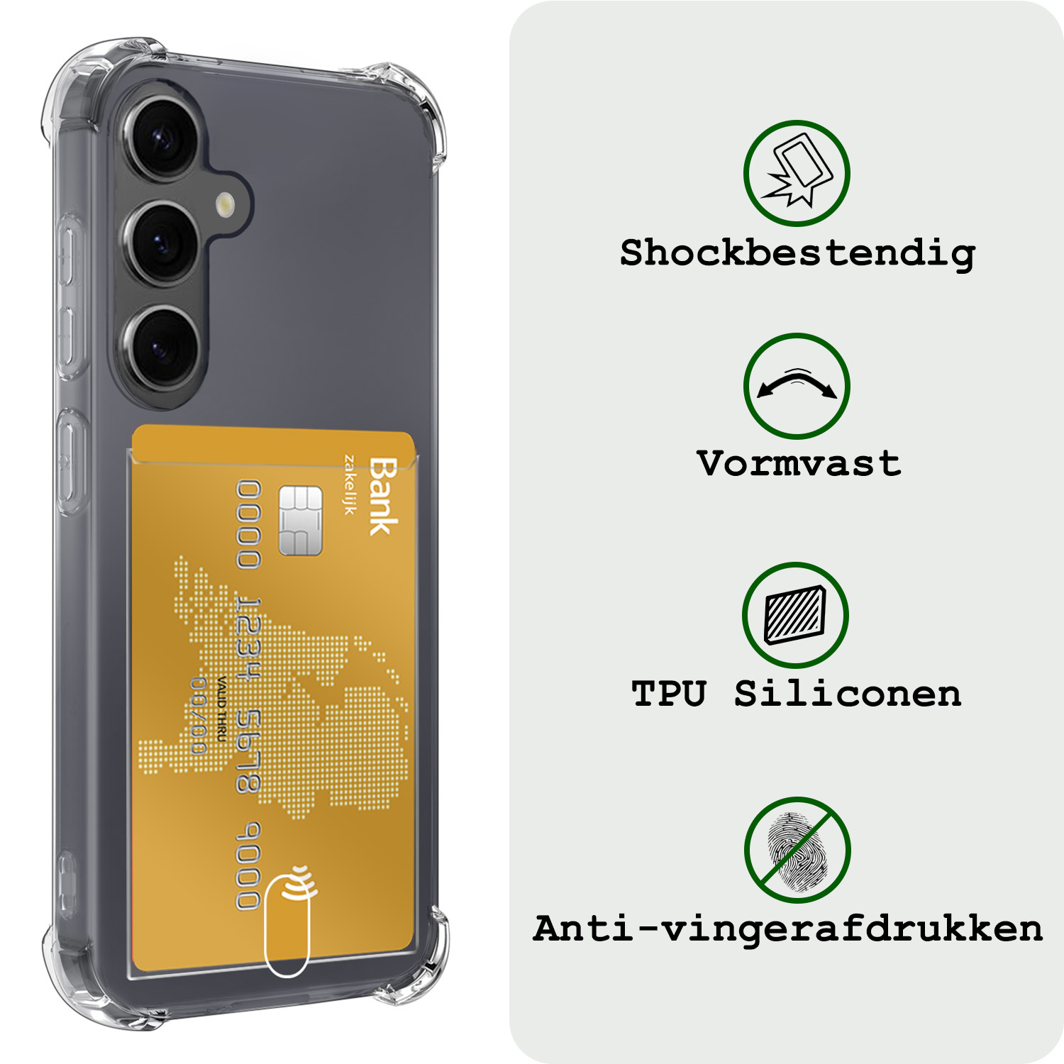 BASEY. Hoes Geschikt voor Samsung A35 Hoesje Shock Proof Case Hoes Met 2x Screenprotector - Hoesje Geschikt voor Samsung Galaxy A35 5G Hoes Cover Shockproof - Transparant