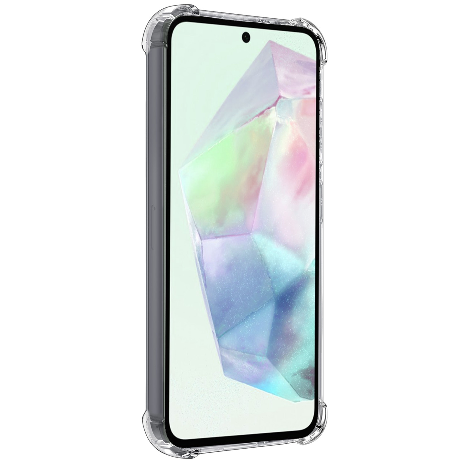 BASEY. Hoes Geschikt voor Samsung A35 Hoesje Shock Proof Case Hoes Met 2x Screenprotector - Hoesje Geschikt voor Samsung Galaxy A35 5G Hoes Cover Shockproof - Transparant