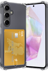 Nomfy Hoesje Geschikt voor Samsung A35 Hoesje Pasjeshouder Shockproof Pas Houder - Hoesje Geschikt voor Samsung Galaxy A35 5G Hoes Met Kaarthouder - Transparant