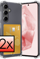 NoXx Hoes Geschikt voor Samsung A35 Hoesje Pasjeshouder Cover Shock Proof Case Siliconen Hoes Met Kaarthouder - Transparant - 2x