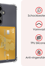 NoXx Hoes Geschikt voor Samsung A35 Hoesje Pasjeshouder Cover Shock Proof Case Siliconen Hoes Met Kaarthouder Met Screenprotector - Transparant