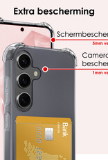 NoXx Hoes Geschikt voor Samsung A35 Hoesje Pasjeshouder Cover Shock Proof Case Siliconen Hoes Met Kaarthouder Met Screenprotector - Transparant