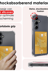 NoXx Hoes Geschikt voor Samsung A35 Hoesje Pasjeshouder Cover Shock Proof Case Siliconen Hoes Met Kaarthouder Met Screenprotector - Transparant