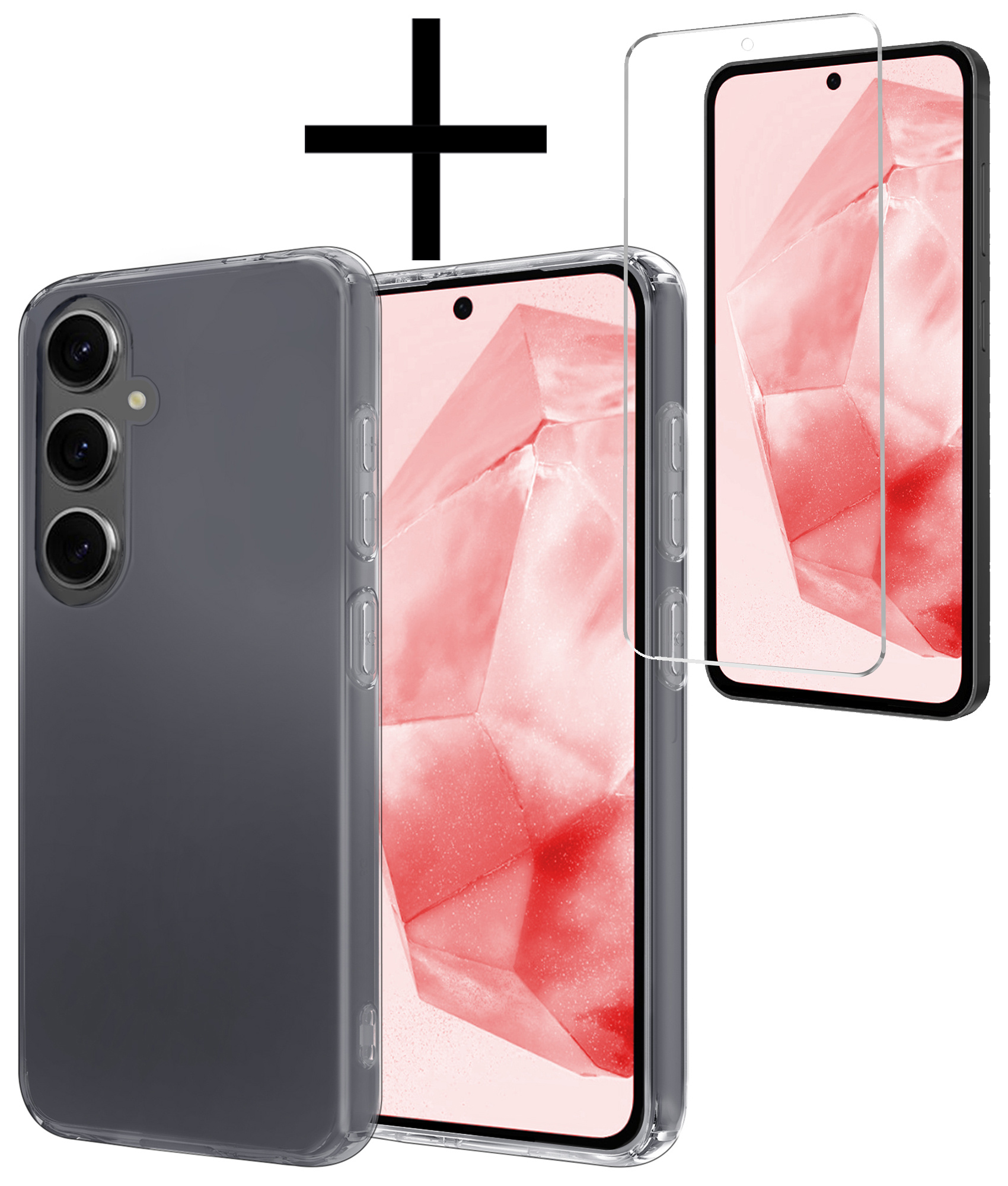 NoXx Hoes Geschikt voor Samsung A35 Hoesje Cover Siliconen Back Case Hoes Met Screenprotector - Transparant