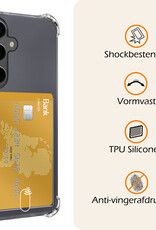 Nomfy Hoesje Geschikt voor Samsung A35 Hoesje Pasjeshouder Shockproof Pas Houder - Hoesje Geschikt voor Samsung Galaxy A35 5G Hoes Met Kaarthouder - Transparant - 2 PACK