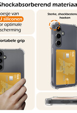 Nomfy Hoesje Geschikt voor Samsung A35 Hoesje Pasjeshouder Shockproof Pas Houder Met Screenprotector - Hoesje Geschikt voor Samsung Galaxy A35 5G Hoes Met Kaarthouder - Transparant