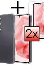 NoXx Hoes Geschikt voor Samsung A35 Hoesje Cover Siliconen Back Case Hoes Met 2x Screenprotector - Transparant