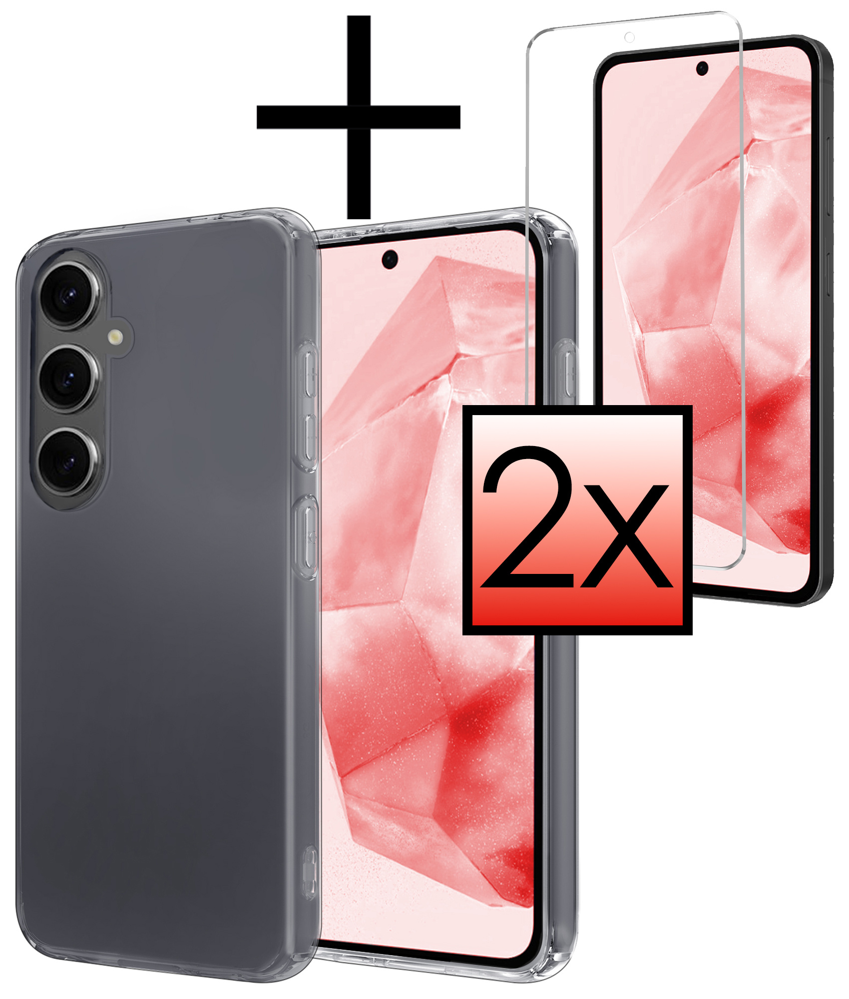 NoXx Hoes Geschikt voor Samsung A35 Hoesje Cover Siliconen Back Case Hoes Met 2x Screenprotector - Transparant