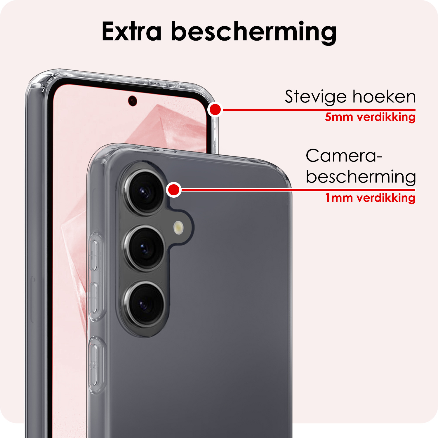 NoXx Hoes Geschikt voor Samsung A35 Hoesje Cover Siliconen Back Case Hoes Met 2x Screenprotector - Transparant