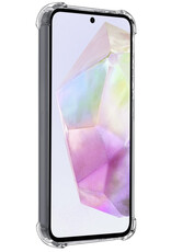 Nomfy Hoesje Geschikt voor Samsung A35 Hoesje Pasjeshouder Shockproof Pas Houder Met 2x Screenprotector - Hoesje Geschikt voor Samsung Galaxy A35 5G Hoes Met Kaarthouder - Transparant