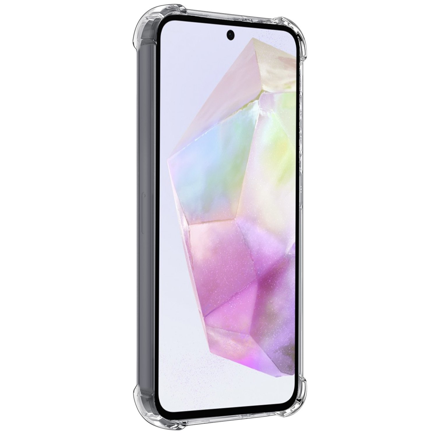 Nomfy Hoesje Geschikt voor Samsung A35 Hoesje Pasjeshouder Shockproof Pas Houder Met 2x Screenprotector - Hoesje Geschikt voor Samsung Galaxy A35 5G Hoes Met Kaarthouder - Transparant
