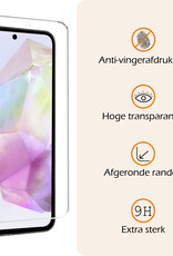 Nomfy Hoesje Geschikt voor Samsung A35 Hoesje Pasjeshouder Shockproof Pas Houder Met 2x Screenprotector - Hoesje Geschikt voor Samsung Galaxy A35 5G Hoes Met Kaarthouder - Transparant