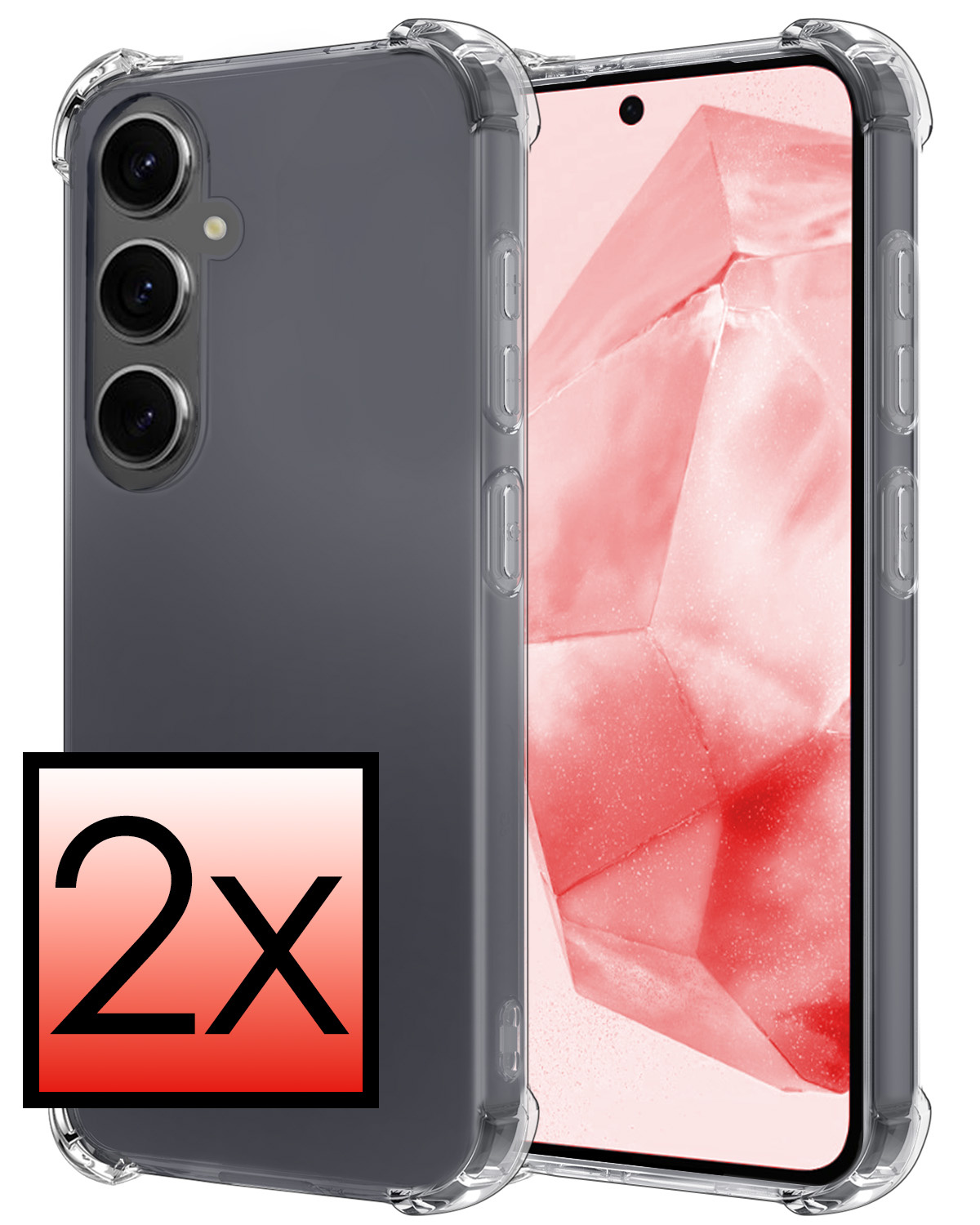 NoXx Hoes Geschikt voor Samsung A35 Hoesje Siliconen Cover Shock Proof Back Case Shockproof Hoes - Transparant - 2x