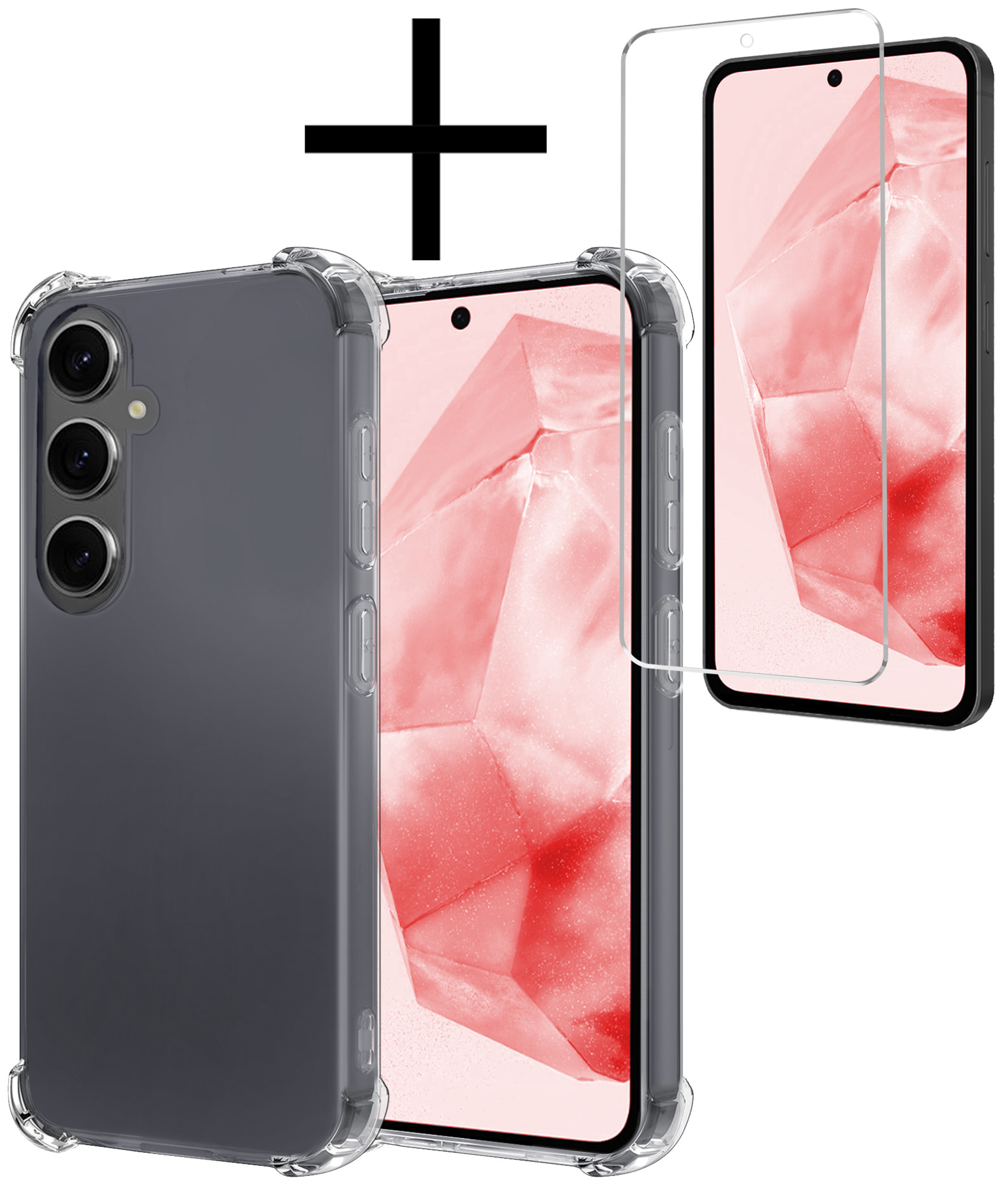 NoXx Hoes Geschikt voor Samsung A35 Hoesje Siliconen Cover Shock Proof Back Case Shockproof Hoes Met Screenprotector - Transparant