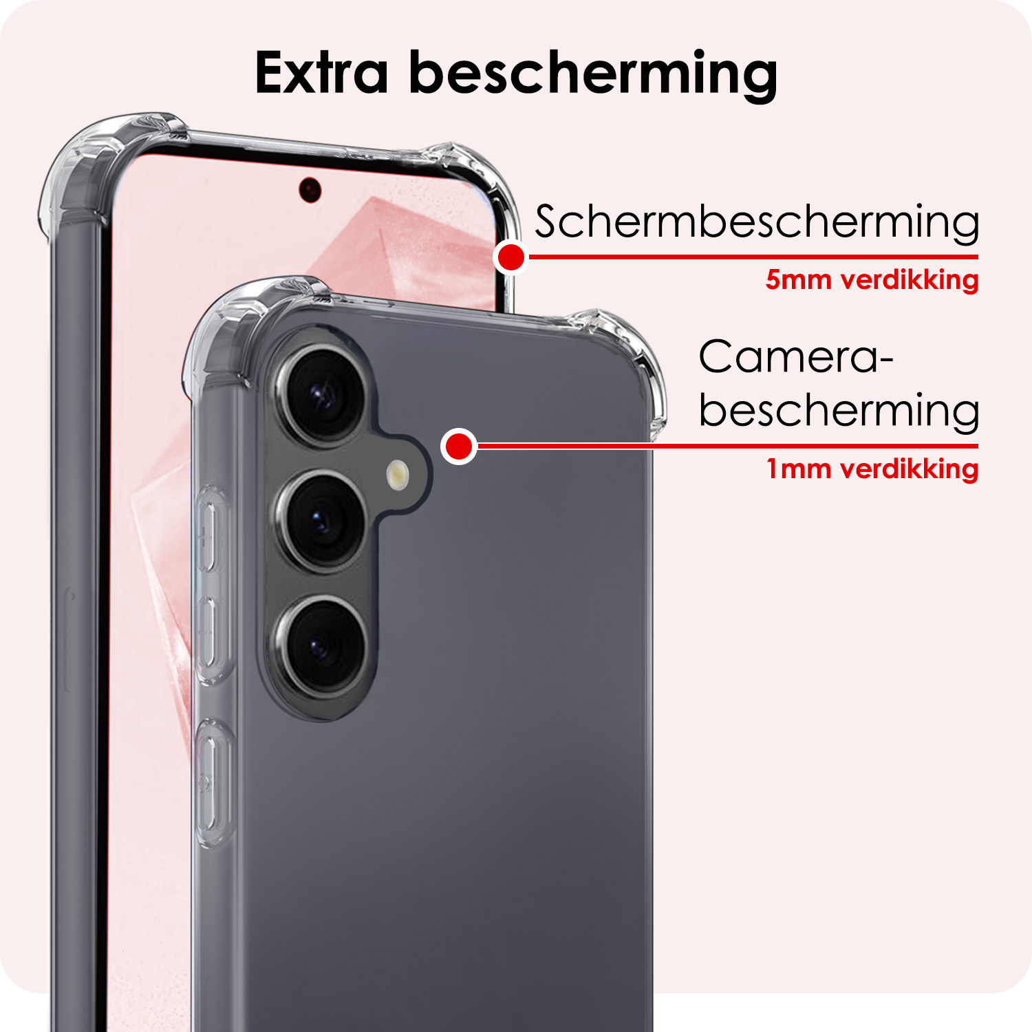 NoXx Hoes Geschikt voor Samsung A35 Hoesje Siliconen Cover Shock Proof Back Case Shockproof Hoes Met Screenprotector - Transparant