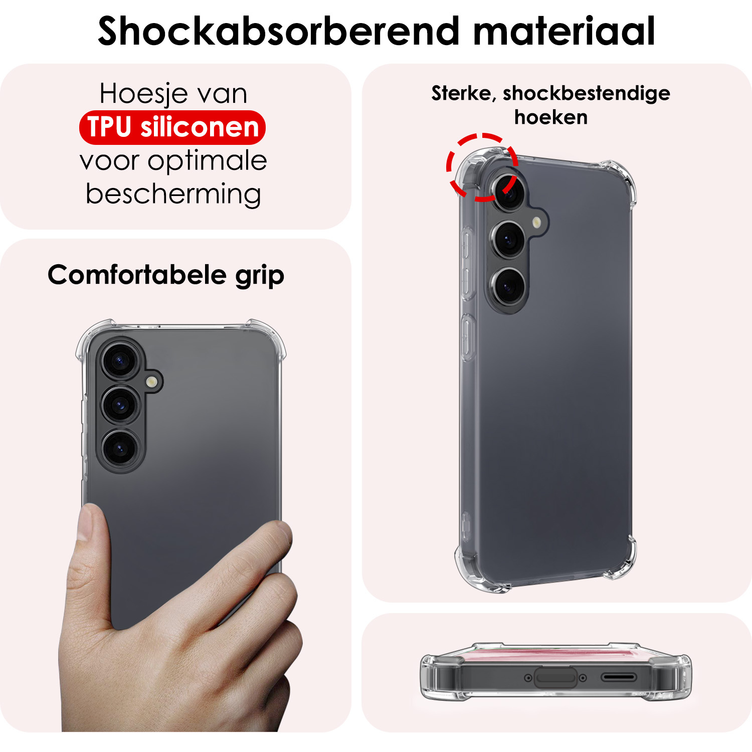 NoXx Hoes Geschikt voor Samsung A35 Hoesje Siliconen Cover Shock Proof Back Case Shockproof Hoes Met Screenprotector - Transparant