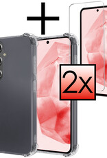 NoXx Hoes Geschikt voor Samsung A35 Hoesje Siliconen Cover Shock Proof Back Case Shockproof Hoes Met 2x Screenprotector - Transparant