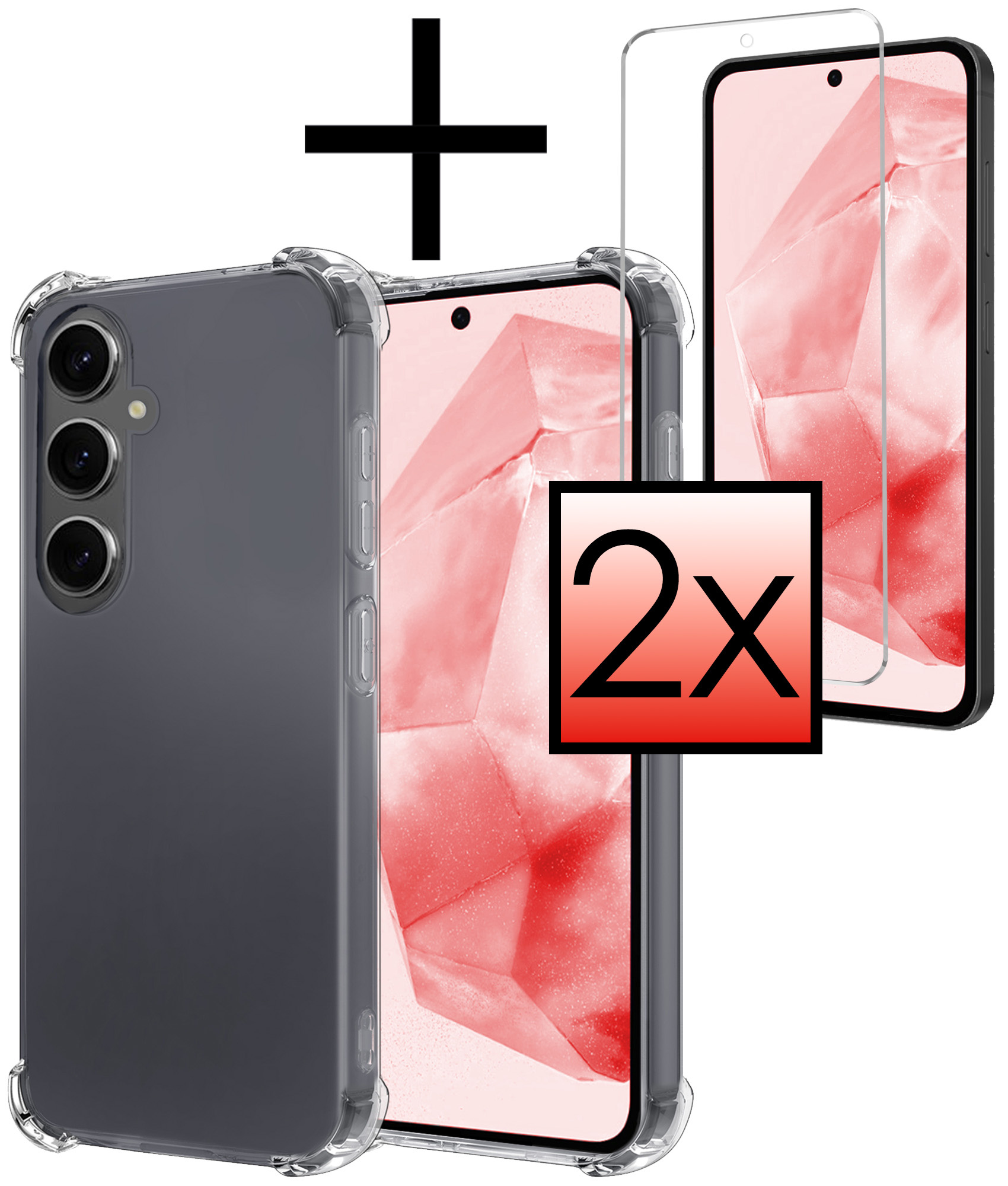 NoXx Hoes Geschikt voor Samsung A35 Hoesje Siliconen Cover Shock Proof Back Case Shockproof Hoes Met 2x Screenprotector - Transparant