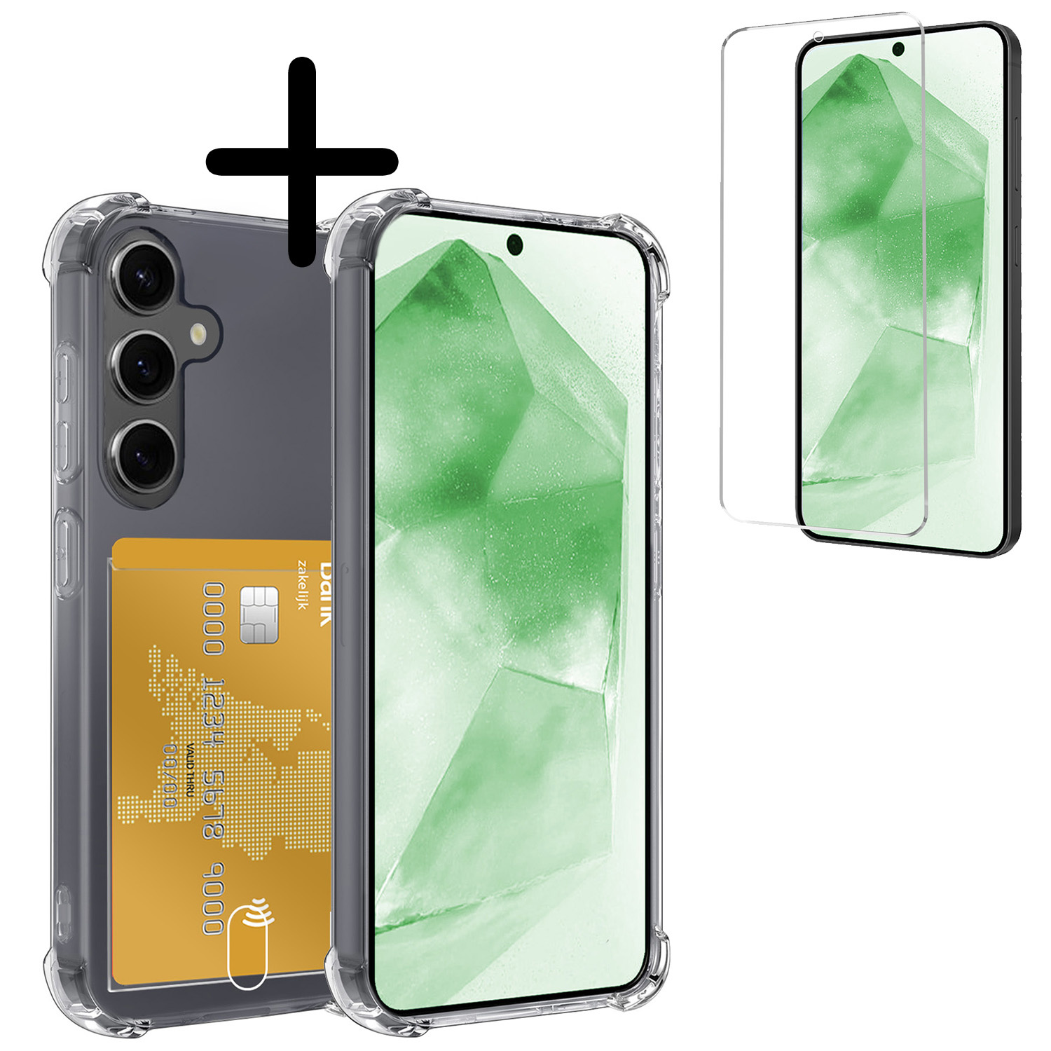 BASEY. Hoes Geschikt voor Samsung A55 Hoesje Shock Proof Case Hoes Met Screenprotector - Hoesje Geschikt voor Samsung Galaxy A55 Hoes Cover Shockproof - Transparant