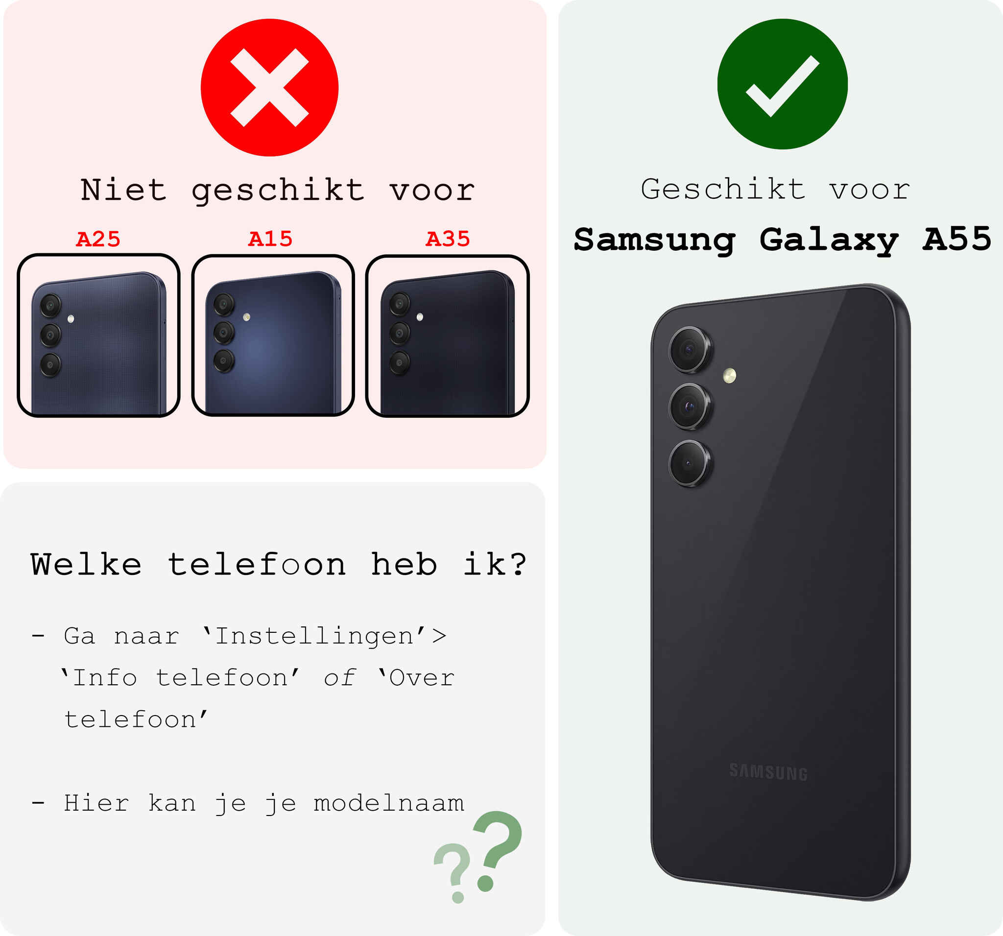 BASEY. Hoes Geschikt voor Samsung A55 Hoesje Shock Proof Case Hoes Met Screenprotector - Hoesje Geschikt voor Samsung Galaxy A55 Hoes Cover Shockproof - Transparant