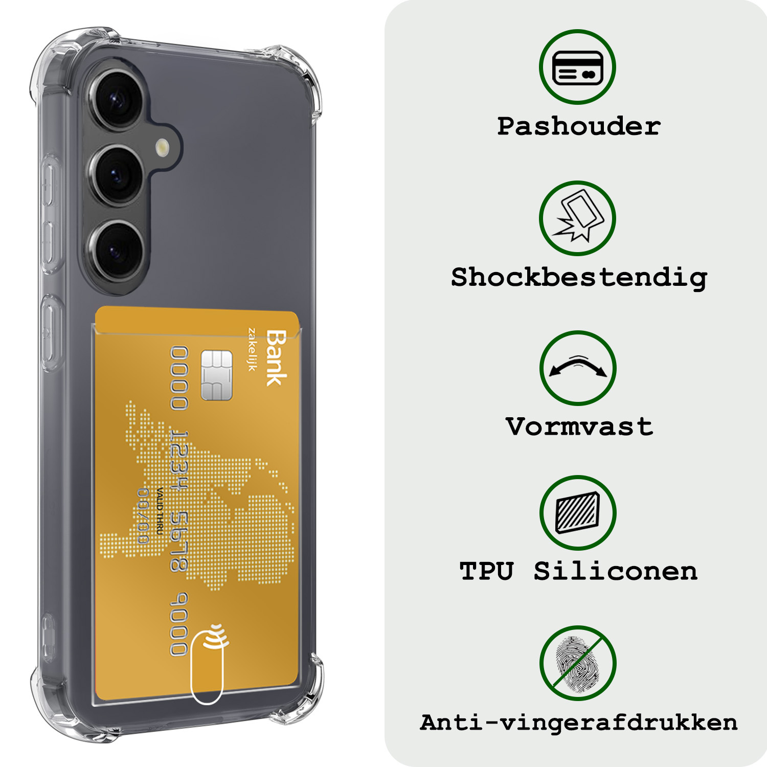 BASEY. Hoes Geschikt voor Samsung A55 Hoesje Shock Proof Case Hoes Met Screenprotector - Hoesje Geschikt voor Samsung Galaxy A55 Hoes Cover Shockproof - Transparant