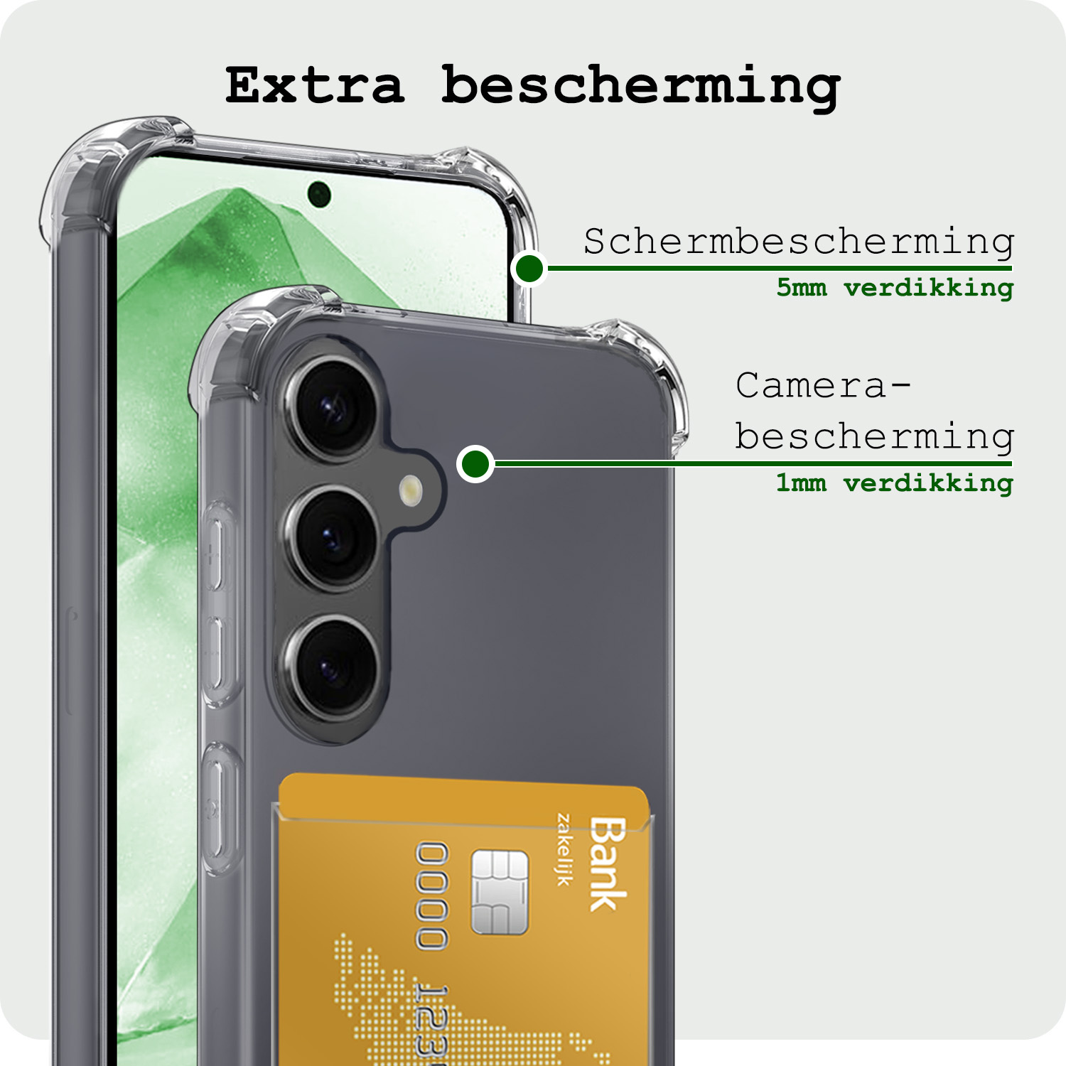 BASEY. Hoes Geschikt voor Samsung A55 Hoesje Shock Proof Case Hoes Met Screenprotector - Hoesje Geschikt voor Samsung Galaxy A55 Hoes Cover Shockproof - Transparant