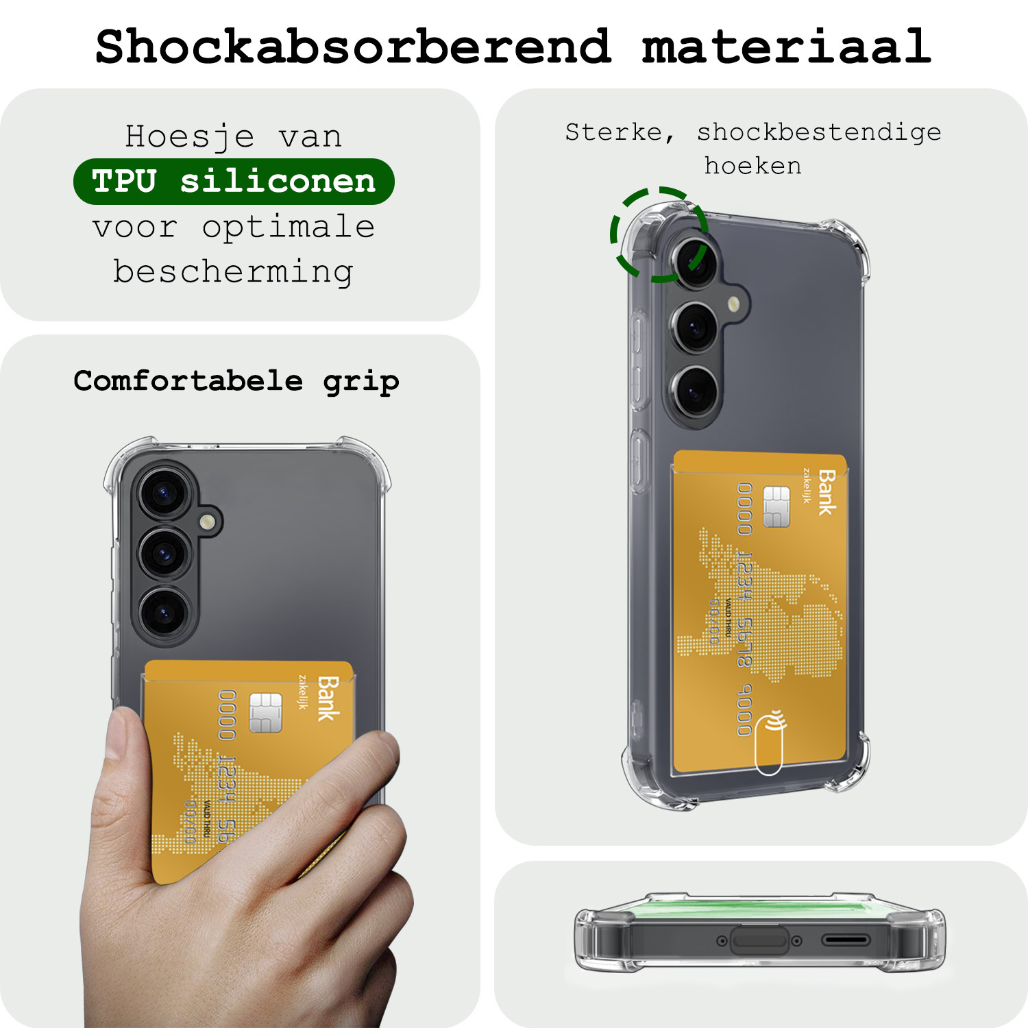 BASEY. Hoes Geschikt voor Samsung A55 Hoesje Shock Proof Case Hoes Met Screenprotector - Hoesje Geschikt voor Samsung Galaxy A55 Hoes Cover Shockproof - Transparant