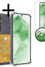 BASEY. Hoes Geschikt voor Samsung A55 Hoesje Shock Proof Case Hoes Met 2x Screenprotector - Hoesje Geschikt voor Samsung Galaxy A55 Hoes Cover Shockproof - Transparant