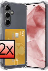 NoXx Hoes Geschikt voor Samsung A55 Hoesje Pasjeshouder Cover Shock Proof Case Siliconen Hoes Met Kaarthouder - Transparant - 2x
