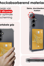 NoXx Hoes Geschikt voor Samsung A55 Hoesje Pasjeshouder Cover Shock Proof Case Siliconen Hoes Met Kaarthouder - Transparant - 2x