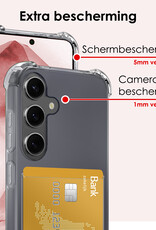 NoXx Hoes Geschikt voor Samsung A55 Hoesje Pasjeshouder Cover Shock Proof Case Siliconen Hoes Met Kaarthouder Met 2x Screenprotector - Transparant