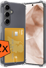 Nomfy Hoesje Geschikt voor Samsung A55 Hoesje Pasjeshouder Shockproof Pas Houder - Hoesje Geschikt voor Samsung Galaxy A55 Hoes Met Kaarthouder - Transparant - 2 PACK