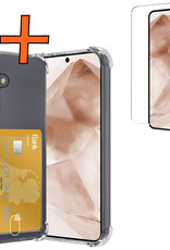 Nomfy Hoesje Geschikt voor Samsung A55 Hoesje Pasjeshouder Shockproof Pas Houder Met Screenprotector - Hoesje Geschikt voor Samsung Galaxy A55 Hoes Met Kaarthouder - Transparant