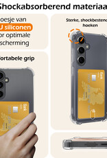 Nomfy Hoesje Geschikt voor Samsung A55 Hoesje Pasjeshouder Shockproof Pas Houder Met Screenprotector - Hoesje Geschikt voor Samsung Galaxy A55 Hoes Met Kaarthouder - Transparant