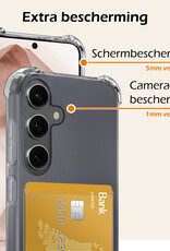 Nomfy Hoesje Geschikt voor Samsung A55 Hoesje Pasjeshouder Shockproof Pas Houder Met 2x Screenprotector - Hoesje Geschikt voor Samsung Galaxy A55 Hoes Met Kaarthouder - Transparant