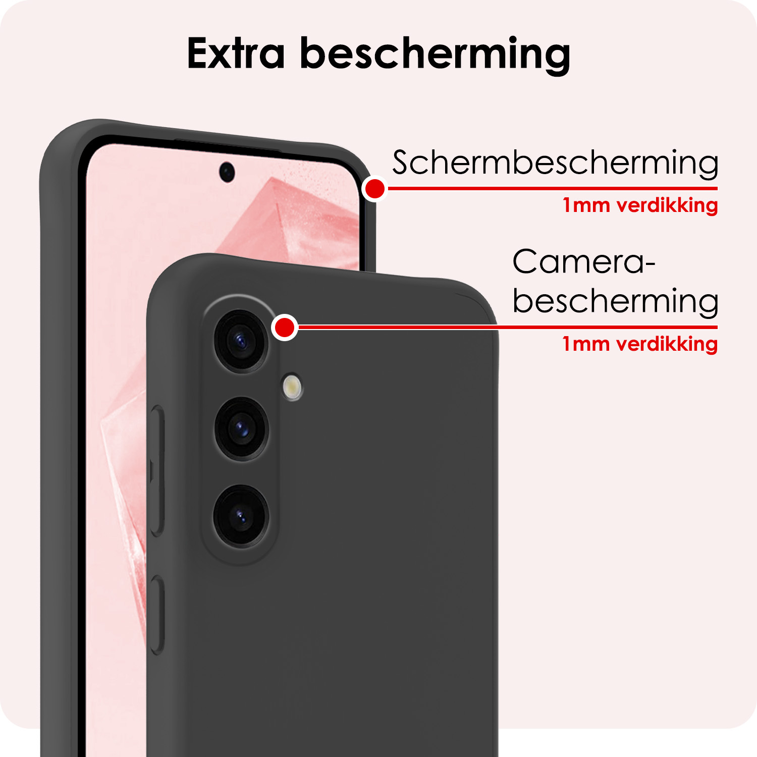 NoXx Hoes Geschikt voor Samsung A35 Hoesje Cover Siliconen Back Case Hoes Met 2x Screenprotector - Zwart